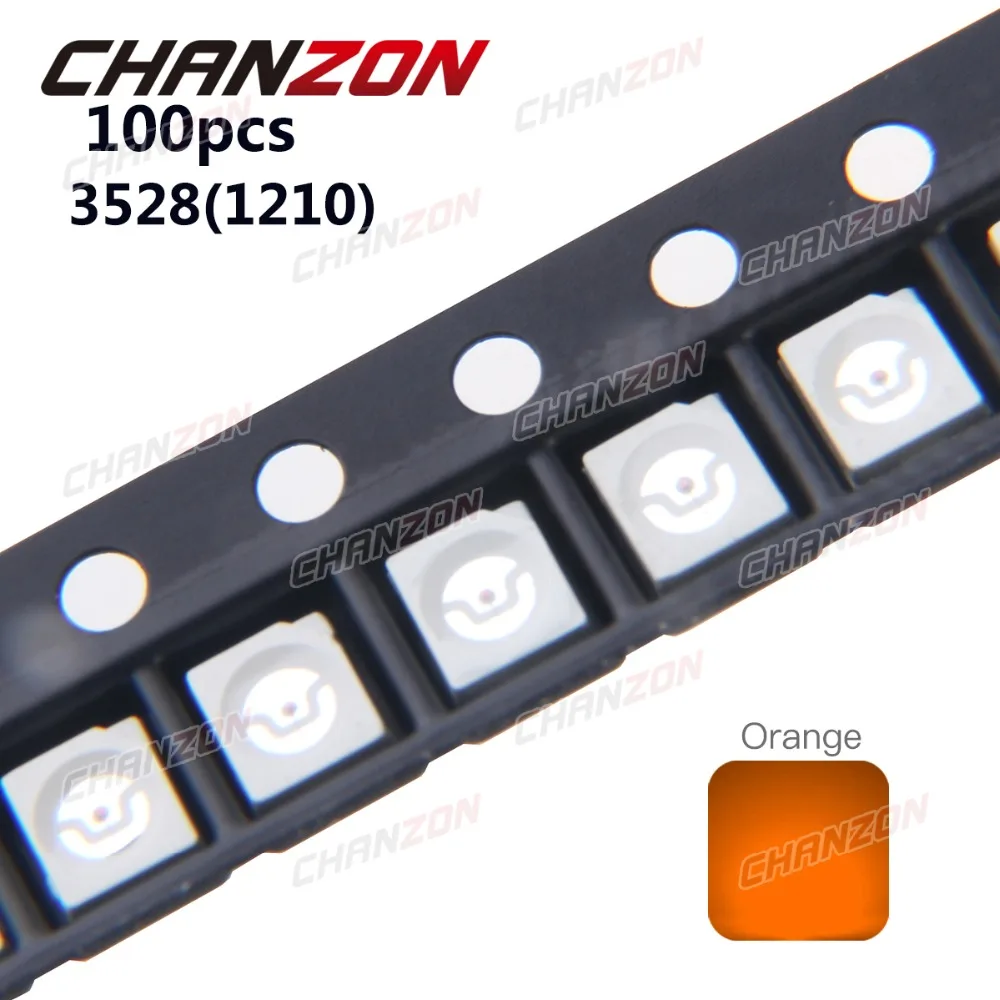 100 шт. 1210 3528 оранжевый SMD чип LED 20mA 2V супер яркий светодиодный светильник