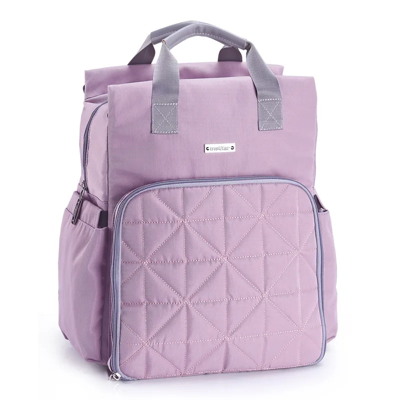 Lavender INSULAR модная сумка для подгузников, рюкзак для мамы, сумка для подгузников, водонепроницаемая, с поддержкой машинной стирки, 8 цветов, для ухода за ребенком, прогулочная коляска - Цвет: Lavender