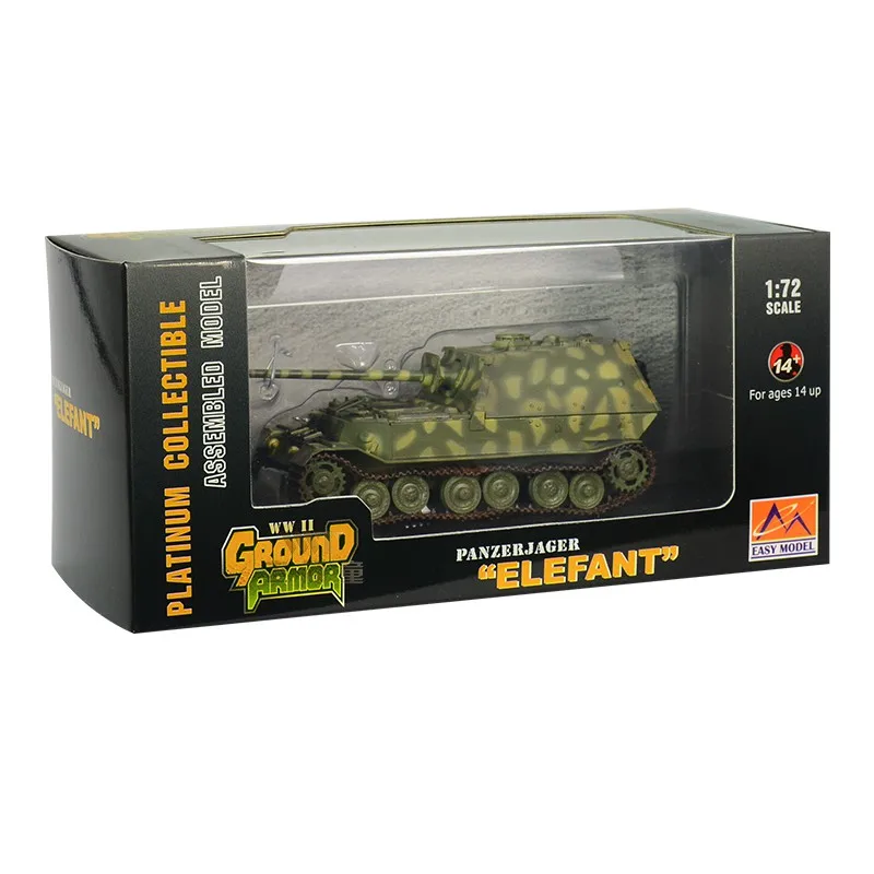 1: 72 Масштаб предварительно построенный Elefant тяжелый Jagdpanzer Танк Разрушитель Второй мировой войны хобби Коллекционная готовая пластиковая модель