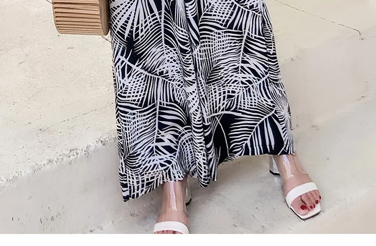 Летние новые винтажные Свободные Штаны Boho с высокой талией, свободные длинные женские брюки с цветочным принтом, повседневные женские пляжные штаны для отдыха
