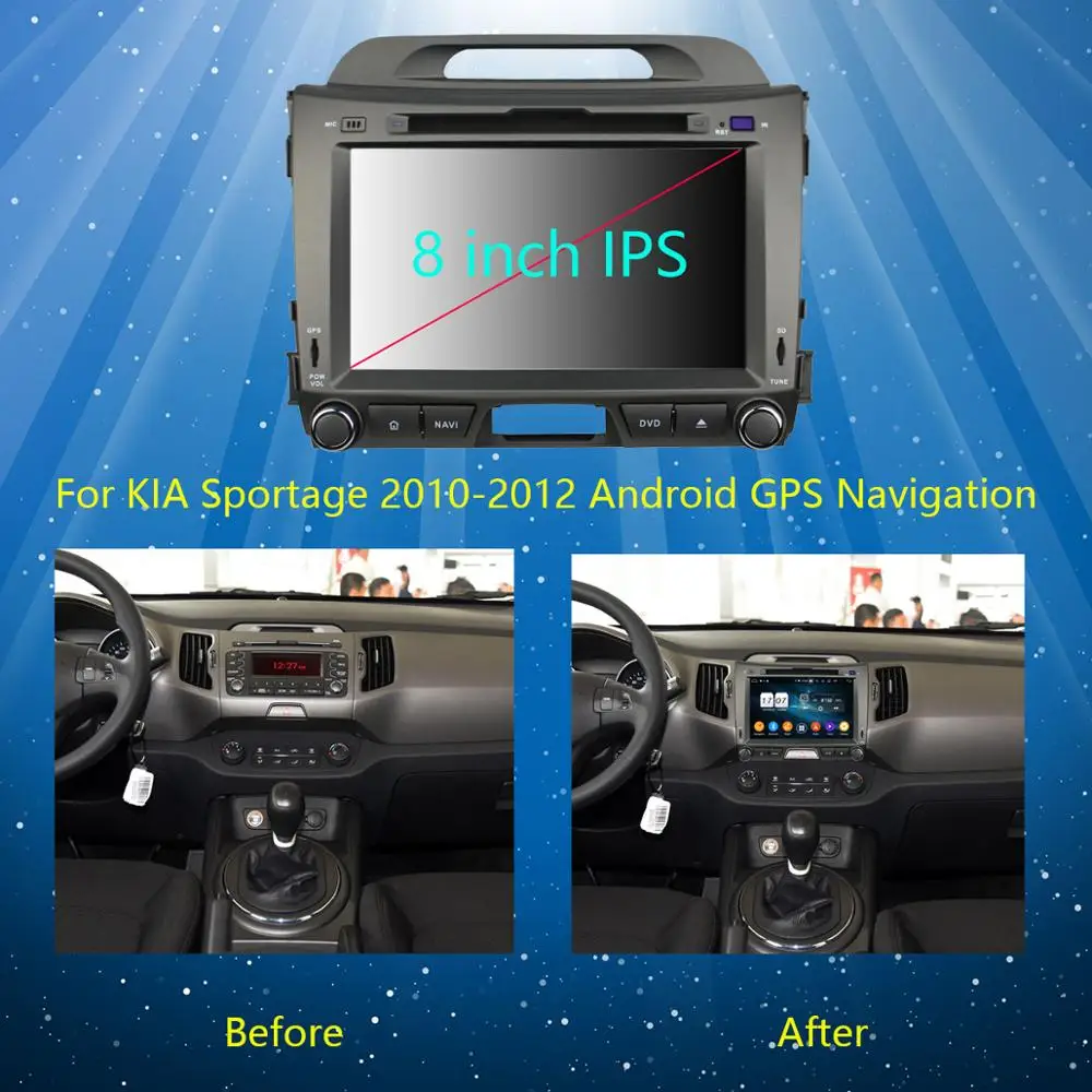 Автомобильный DVD-плеер 8 дюймов IPS 1280*720 ядер 4 Гб ОЗУ + 64 ПЗУ Android 9 0 для KIA Sportage R 2010-2016
