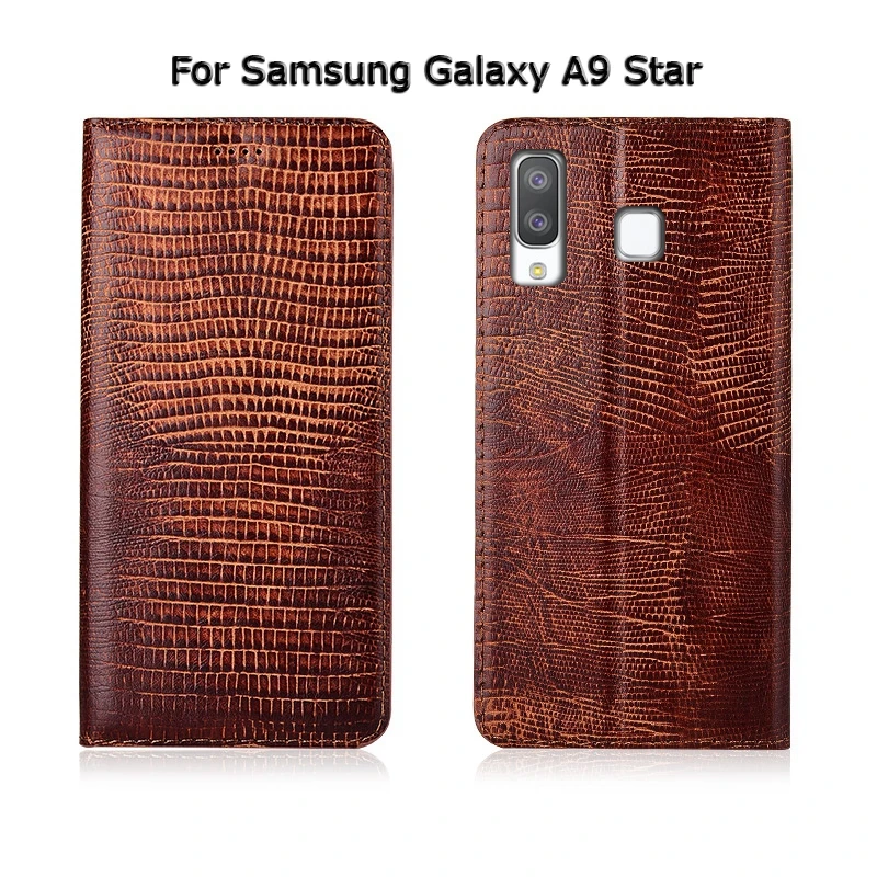 Чехол для телефона Samsung Galaxy A6S A8S A9S A9 откидной со звездами и Ящерицей Магнитная