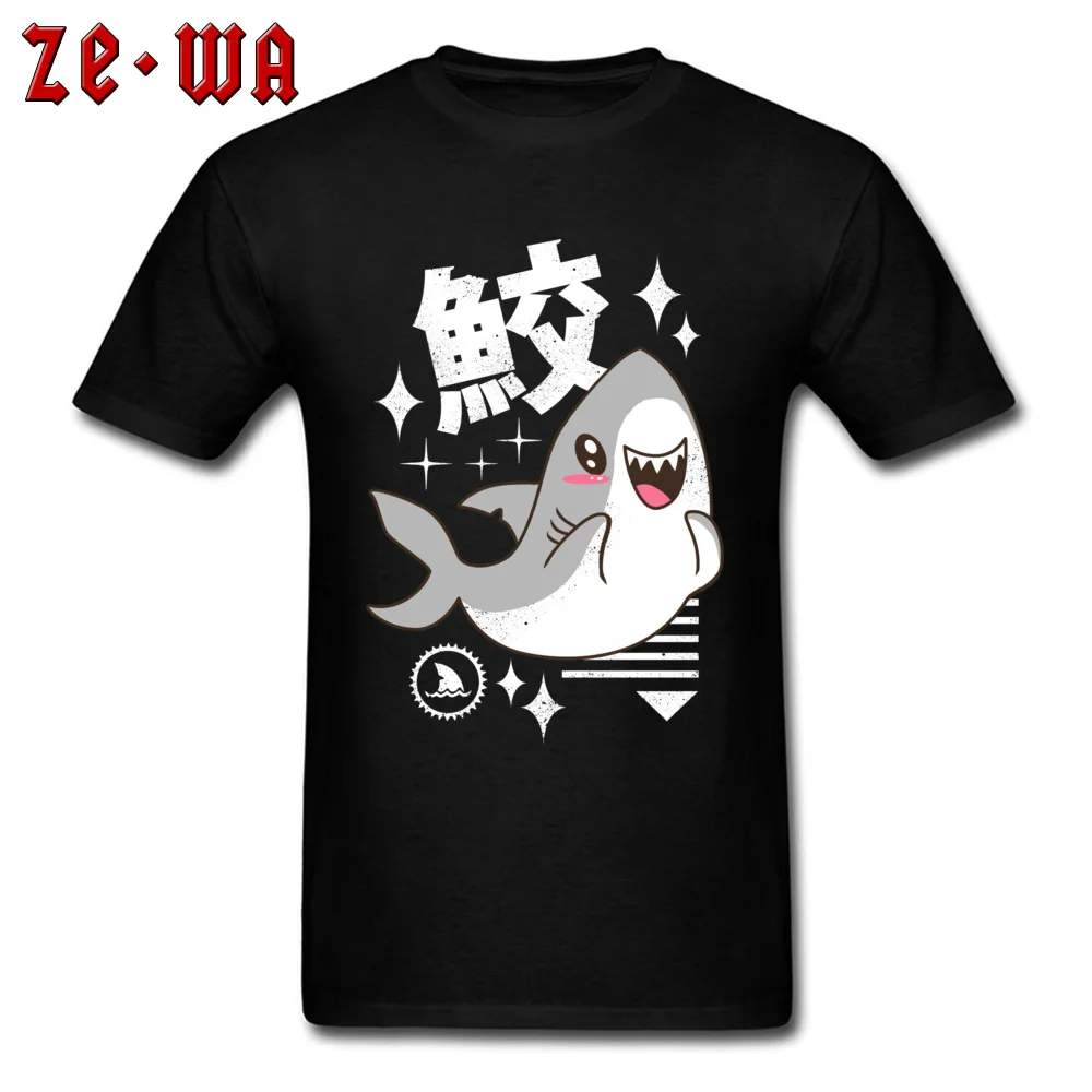 Футболка Kawaii Shark Мужская забавная одежда футболка с японским принтом Kanji милые