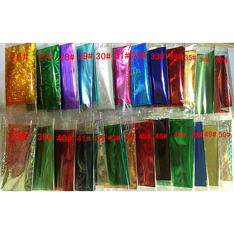 50Pcs/set Shimmer Starry Sky Nail Foil Colorful Glitter Transfer Sticker Manicure Art Decoration Accessories | Красота и здоровье