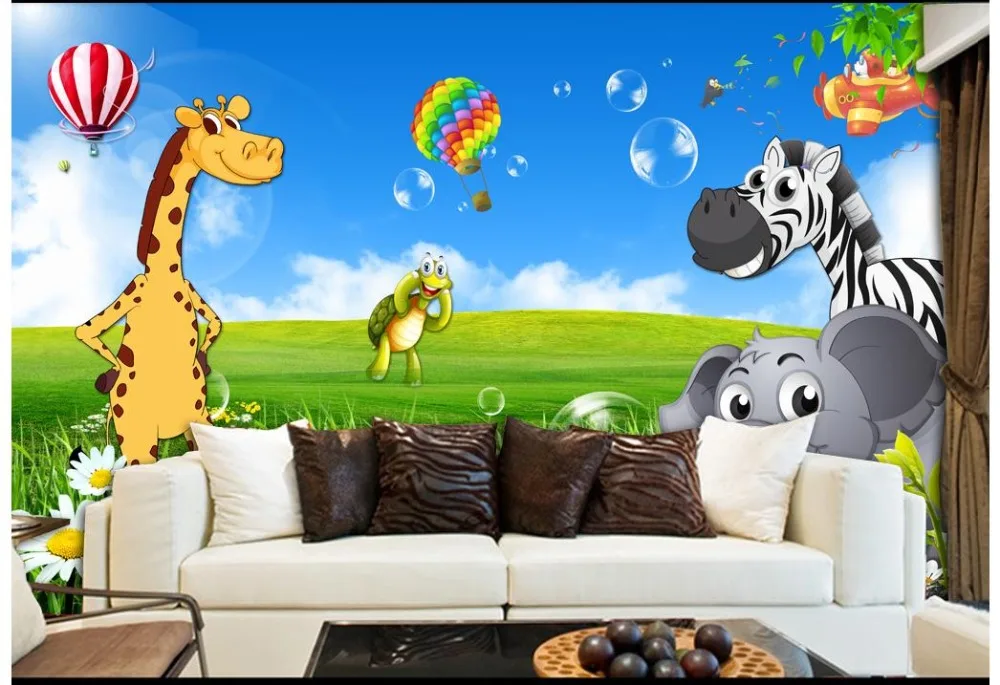 3d обои для стен детей Мультяшные с животными домашний декор|3d wallpaper|wallpaper for wallscustom
