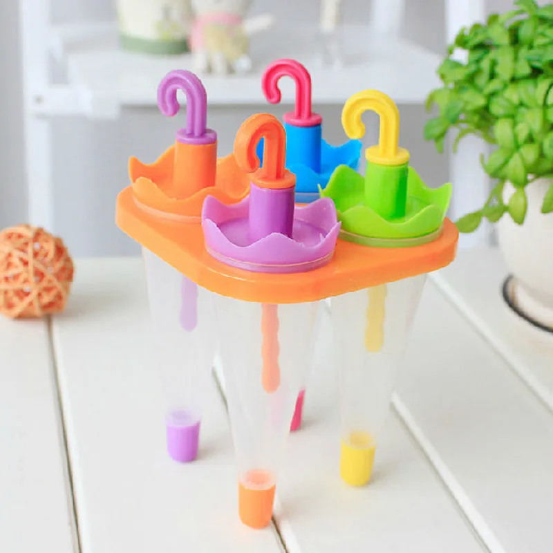 4Pcs 4/6 шт. зонтик Форма DIY Фруктового мороженого выталкивает лед сок в виде мороженого и вечерние Плесень пресс-формы для детей машина для приготовления льда - Цвет: 4Pcs