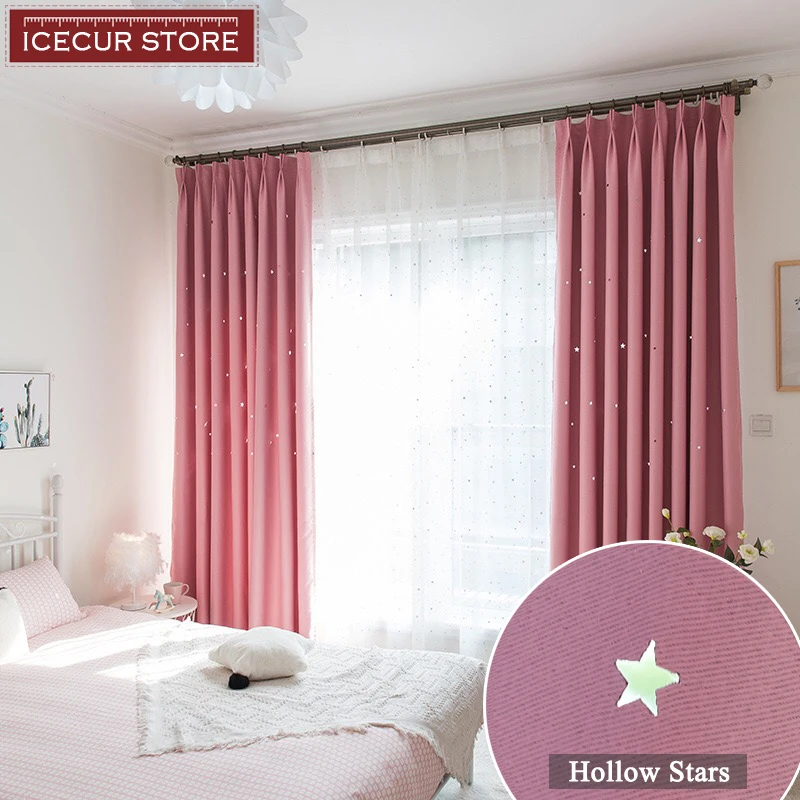 Шторы блэкаут ICECUR с изысканными полыми звездами занавески из высококачественной