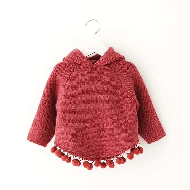 Осень зима 2018 детский пуловер Rlyaeiz свитера с капюшоном для девочек вязаный свитер