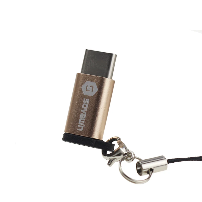 Gold Sovawin алюминий Micro usb тип-c адаптер OTG-кабель для синхронизации данных и зарядки Тип C разъем с брелок для Macbook для Xiaomi - Цвет: Gold