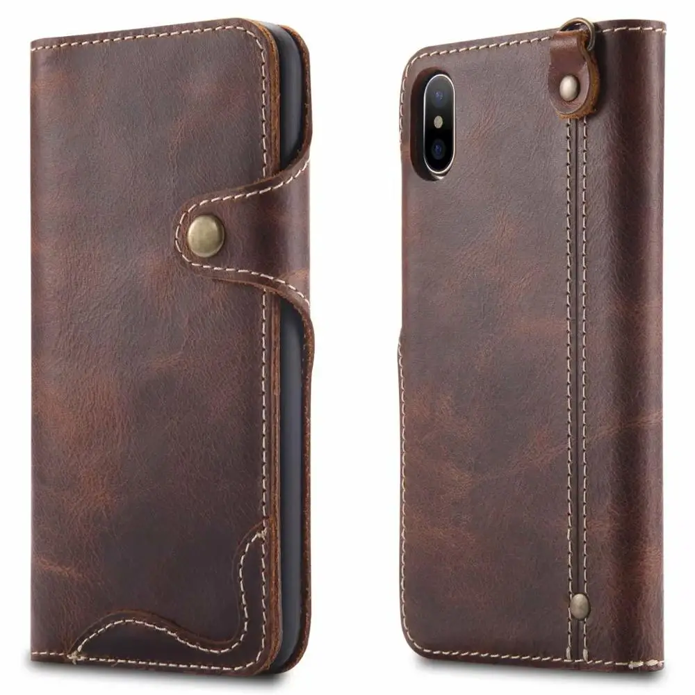 Роскошный Винтажный чехол из натуральной воловьей кожи для iPhone 12 11 Pro XS MAX XR X 8 7 6 Plus