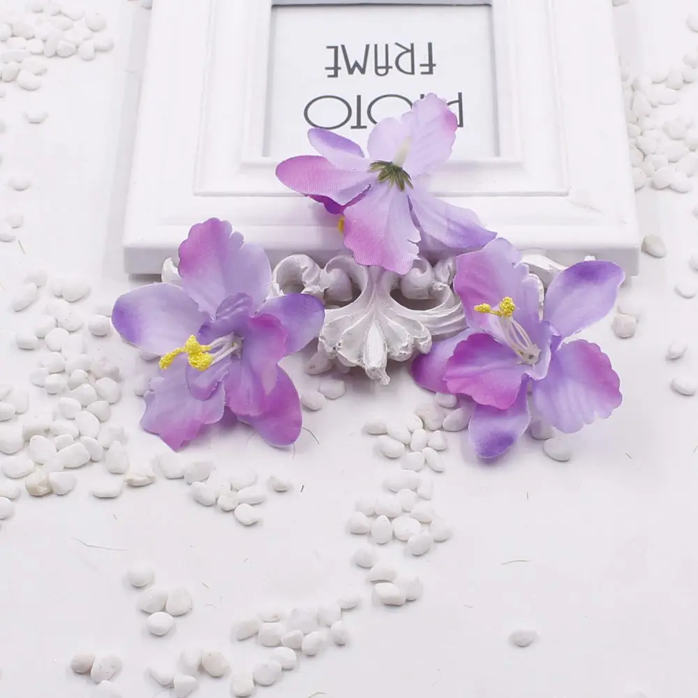 Purple pink Новые 5 шт/партия искусственные тайские Орхидеи Шелковые головки цветов 6,5 см для Свадебная заколка для волос украшение цветочный - Цвет: Purple pink