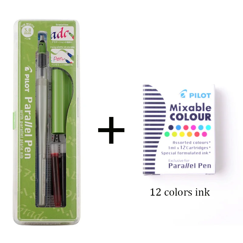 Green with 12 ink Пилотная параллельная ручка, художественная авторучка, FP3-SS, специальный шрифт, для письма, Goethe body, для взрослых, произведение искусства, Duckbill, параллельная ручка - Цвет: Green with 12 ink