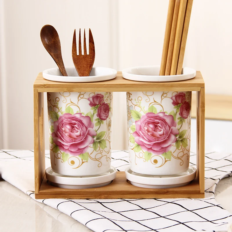 Японский стиль Кухня Простые бамбуковые керамические палочки для еды трубки