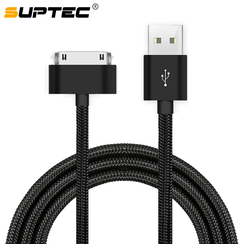 

SUPTEC 30 Pin USB Cable for iPhone 4s 4 Metal Plug Nylon Braided Wire Charger Cable Fast Charging Data Sync Cord for iPad 2 2M