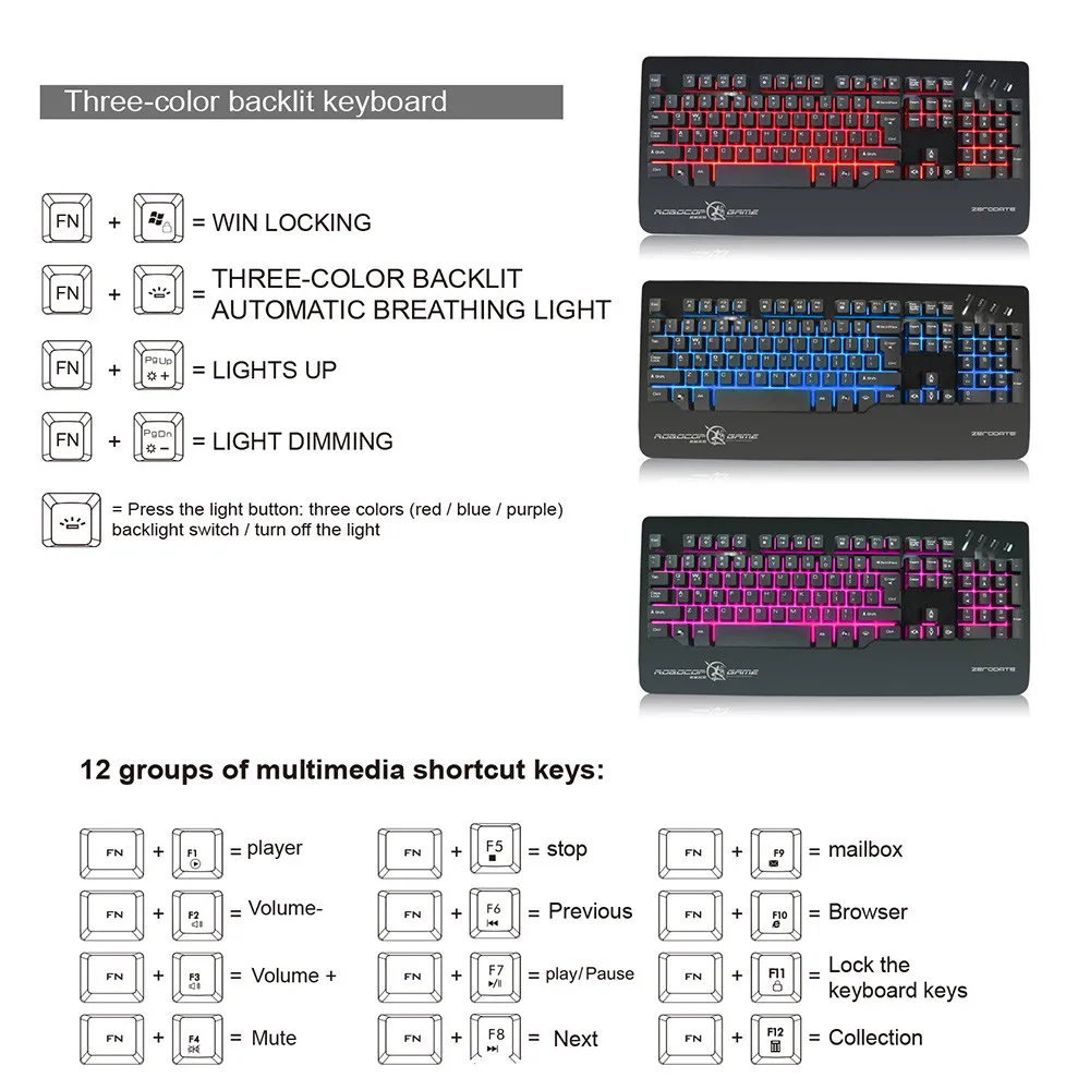 VOBERRY RGB светодиодный подсветка Проводная USB клавиатура светящаяся 104 клавиш оптические игровые переключатели эргономичная механическая клавиатура для Loptop