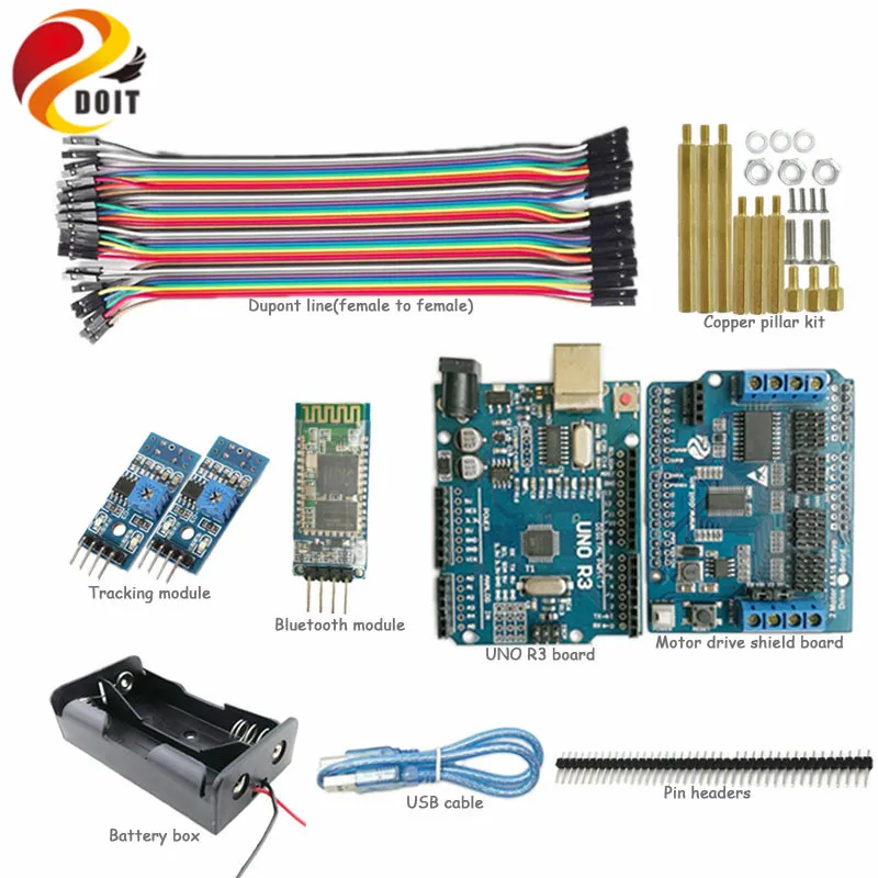DOIT 1 Набор Bluetooth управления для Arduino смарт шасси автомобиля с UNO R3 плата двигатель