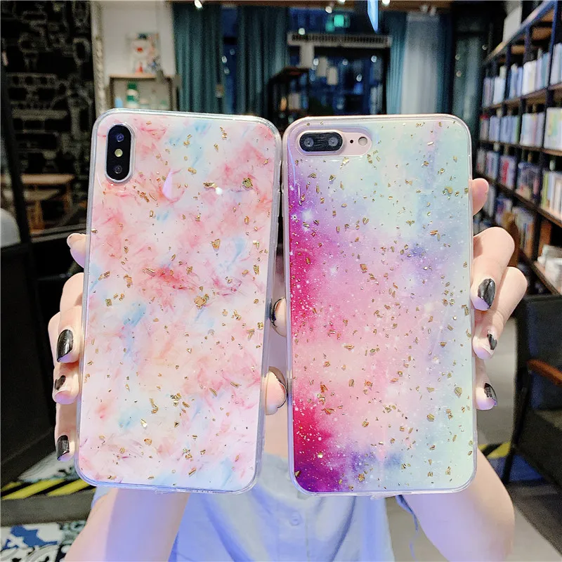 COOLY Ring Stand Marble Case For iphone X XS Max XR 6 S 6S 7 8 Plus Back Cover Bling Glitter Soft TPU Phone Shell Cartoon Coque |