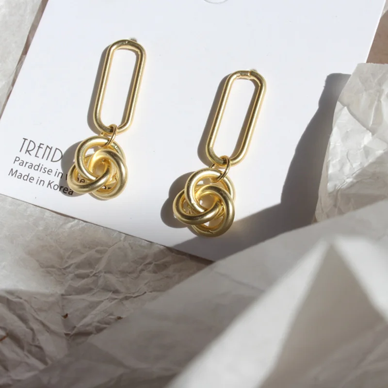 S925 Серебряная игла матового золотого цвета клипса геометрической формы