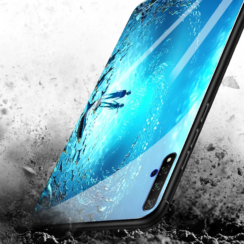 Светящийся стеклянный чехол для huawei Honor 20 Pro Lite 20i 10i V10 10 Ночная блестящая задняя