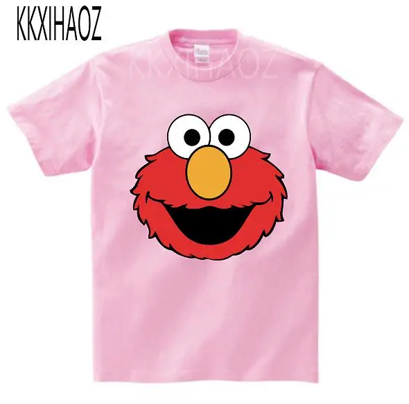 pink childreT-shirt Дети мультфильм Улица Сезам Элмо забавная футболка Летняя Детская футболка с короткими рукавами для мальчиков топы для девочек повседневная детская одежда KKXIHAOZ - Цвет: pink childreT-shirt