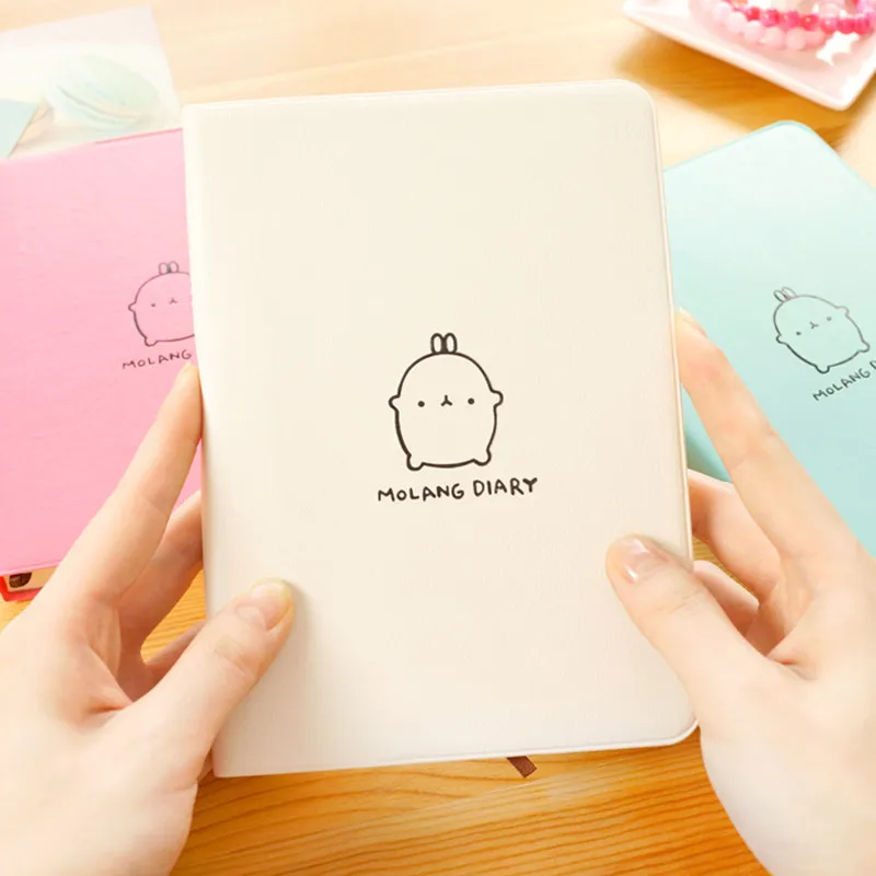 кожаный блокнот Molang заяц милый vintage кожа творческий ежедневник блокноты с белыми
