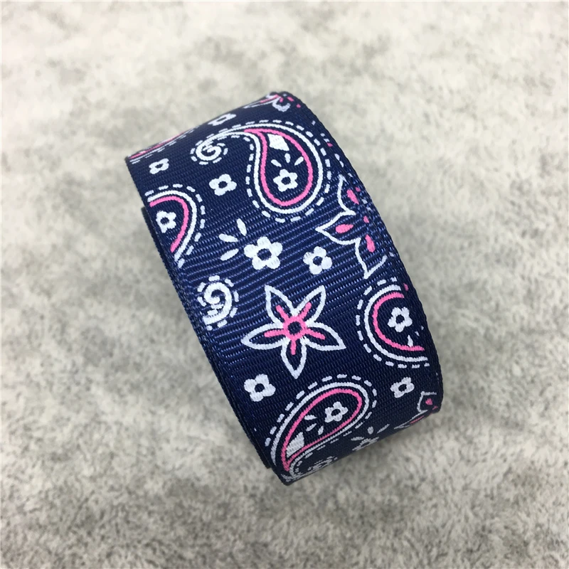Navy blue 5 ярдов/партия "(25 мм) печатная корсажная лента бант для волос свадебное Рождественское украшение DIY шитье# капли воды - Цвет: Navy blue