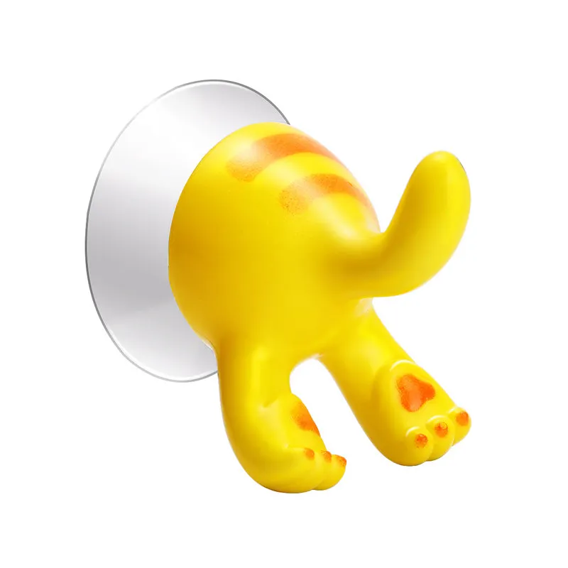 Kawaii Animal Tail сильный присоска одежда шляпа Дисплей Крючок для стоек пальто вешалка кепки показать мешок ключи настенные крючки декор комнаты поставки - Цвет: yellow