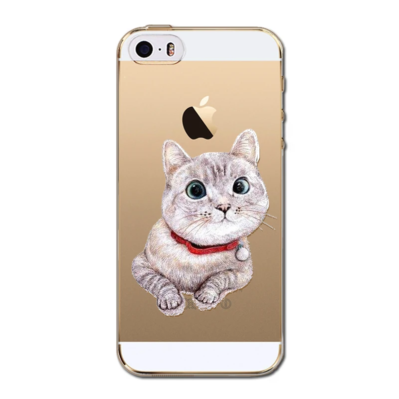 Ультра тонкий новый забавный кот печатных чехлы для мангала Apple Iphone 5 5S SE ясно ТПУ