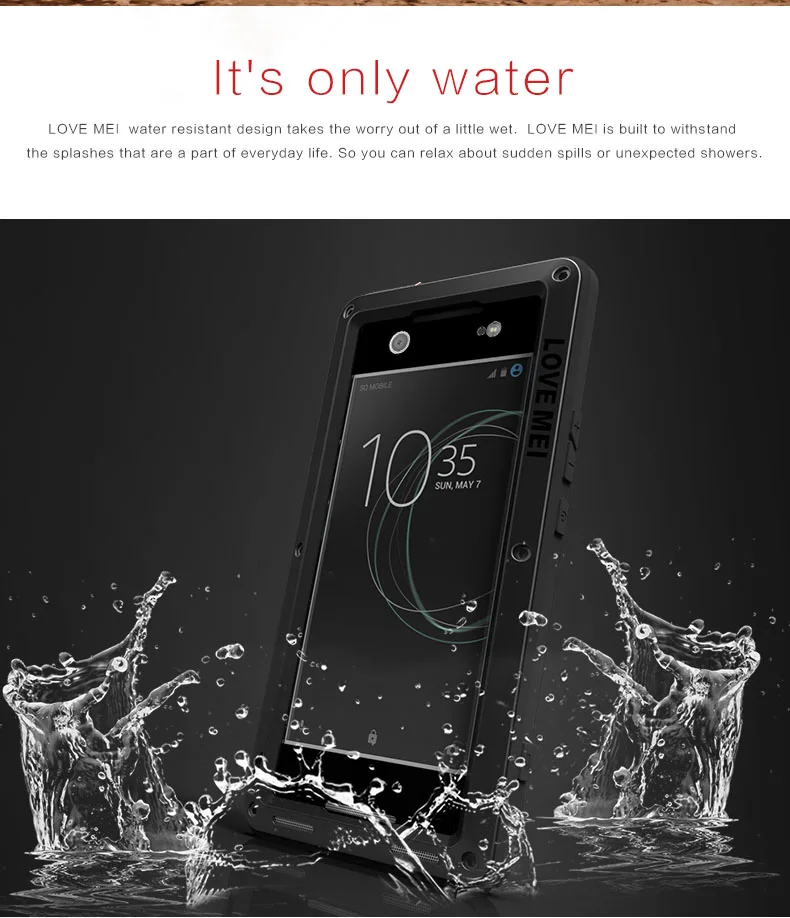 Чехол для Sony Xperia XA1 LOVE MEI ударопрочная Пыленепроницаемая металлическая броня