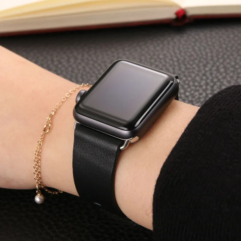 Ремешок для Apple Watch 44 мм 42 40 38 сменный Браслет из натуральной кожи с петлей iwatch series 5