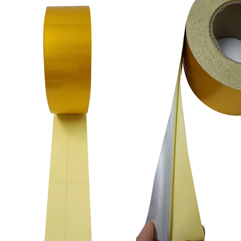 5CM*45M Reflective Tape Safety Warning Sign Body Stickers Gold PVC Materials Strips Adhesive Wear-resistant Waterproof |