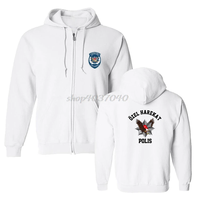 white Модные флисовые черные толстовки, новые турецкие Polis Ozel Harekat Special Force толстовки, мужские хлопковые крутые пальто, топ, уличная одежда - Цвет: white