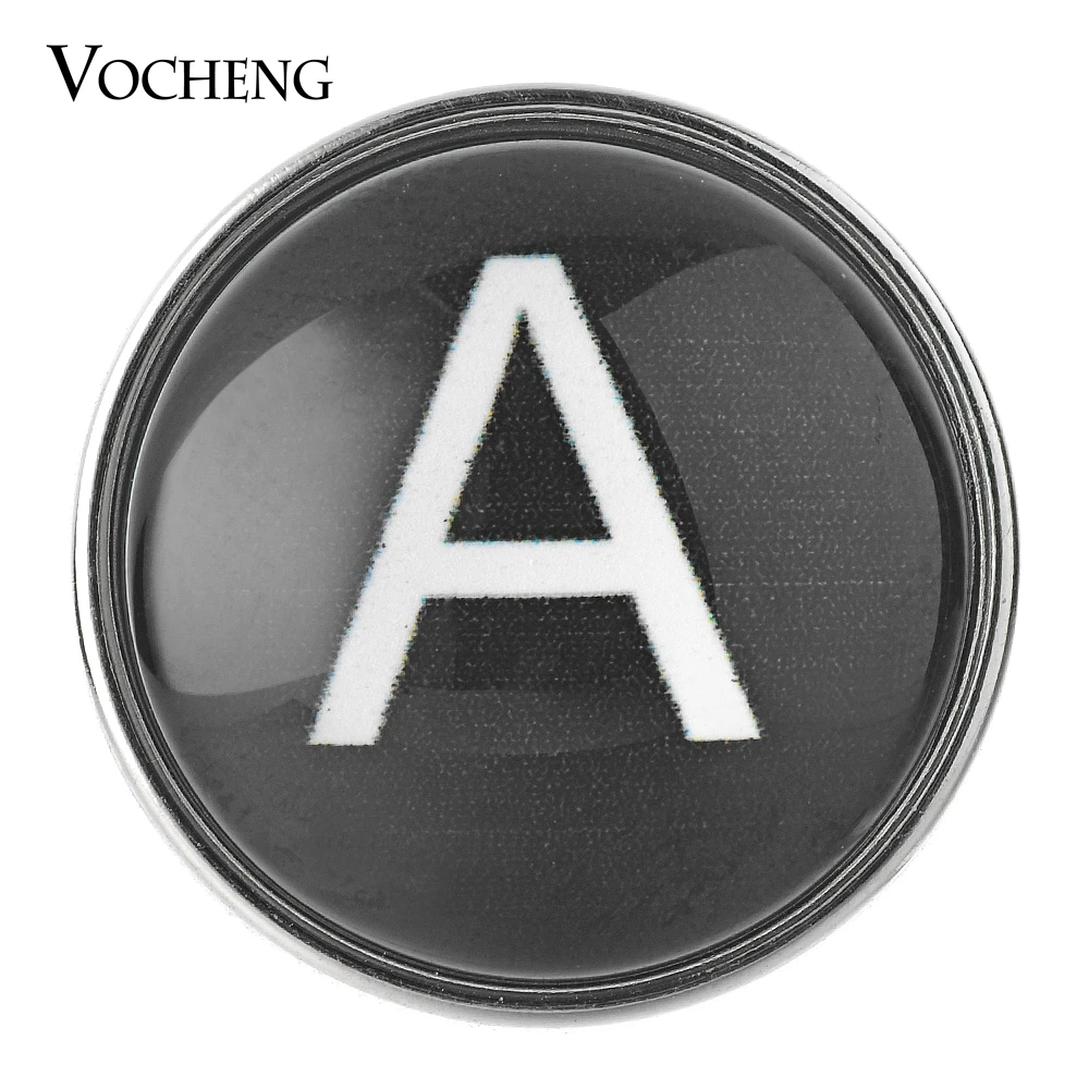 

Black Vocheng Ginger Snap Jewelry 26 English Letters 18mm Copper Metal Glass Charms Vn-1619