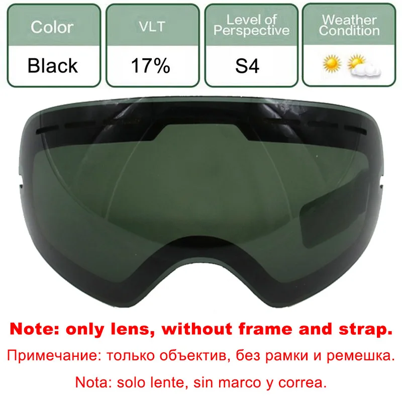 LOCLE лыжные очки UV400 противотуманные лыжные очки двойные линзы снежные Лыжные Сноуборд очки лыжные очки с линзой ночного видения - Цвет: Black Lens