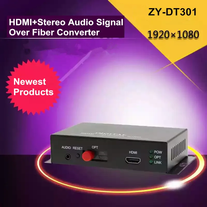 Zy dt301 HDMI + стерео аудио сигнала по Волокно оптический преобразователь 1080 P