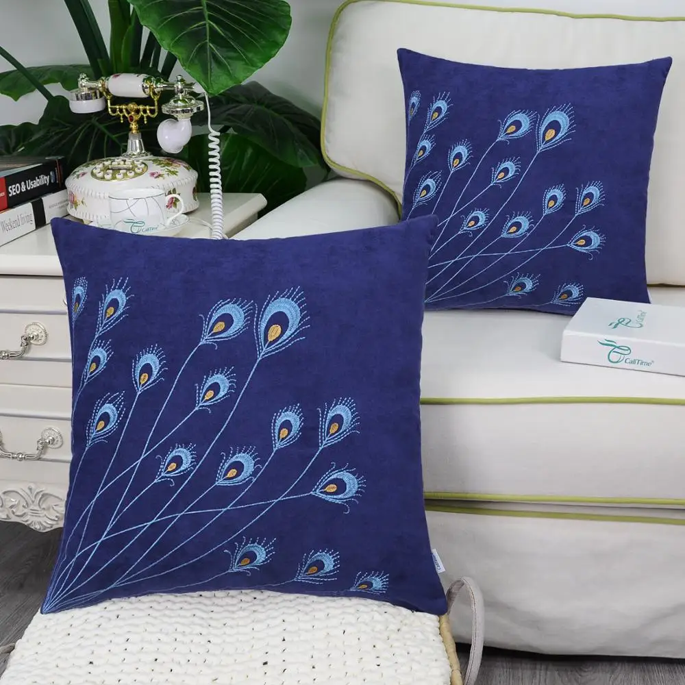 CaliTime упаковка из 2 супермягких наволочек для дивана кровати декора перьев