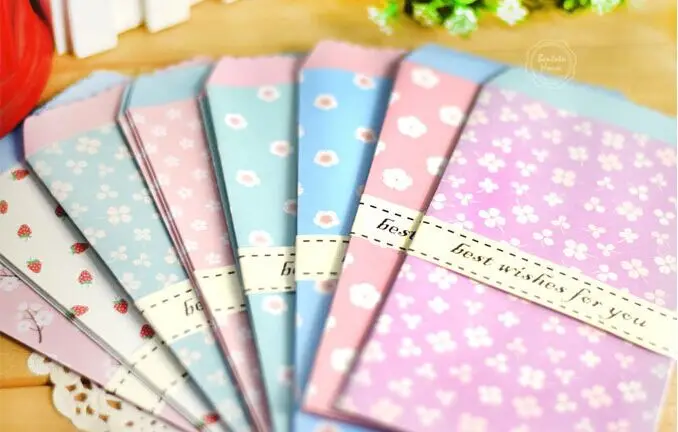 10 штук пакет микс новых милые свежие бумажные Цветочные конверт для карты
