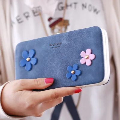 blue Кошелек с цветочным рисунком, Женский кошелек от известного бренда, держатель для карт, карман для мобильного телефона, кожзам, женская сумка для денег, клатч, Женский кошелек, 914 - Цвет: blue