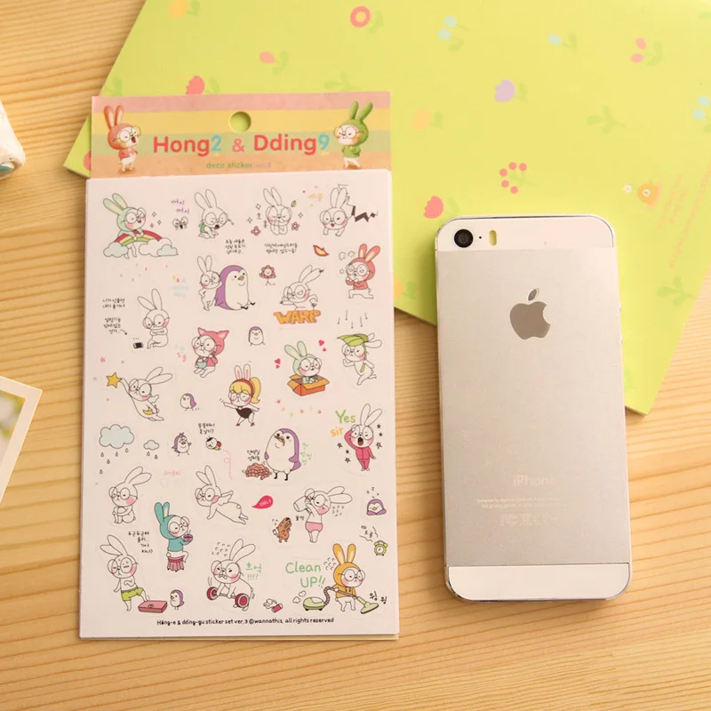 6 PCS Cute little Rabbit Book Sticker 15 CM Diary Scrapbook Calendar Notebook Label Decoration For Children Gift PVC Stickers | Игрушки и