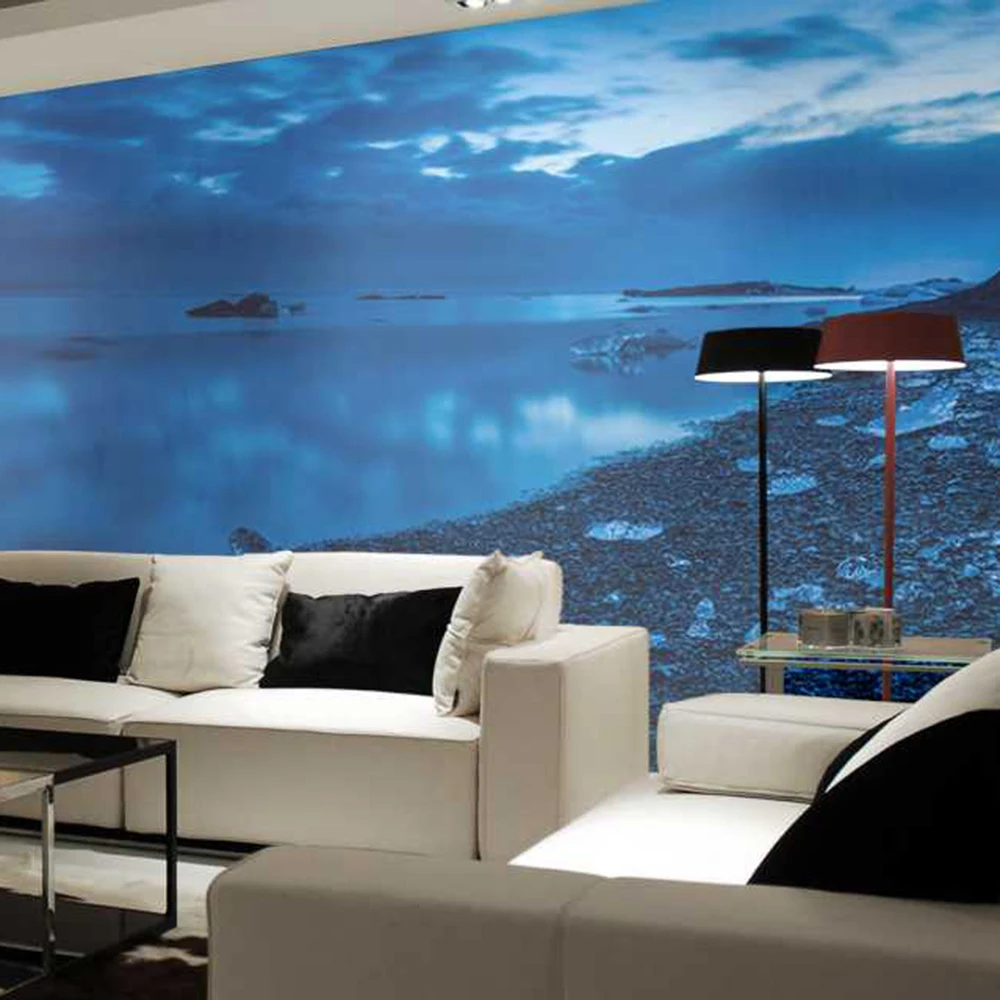 Фон для гостиной с синим берегом 3D обои фотообои 3d papel de pared PW1435731322|papel pared|papel de3d |