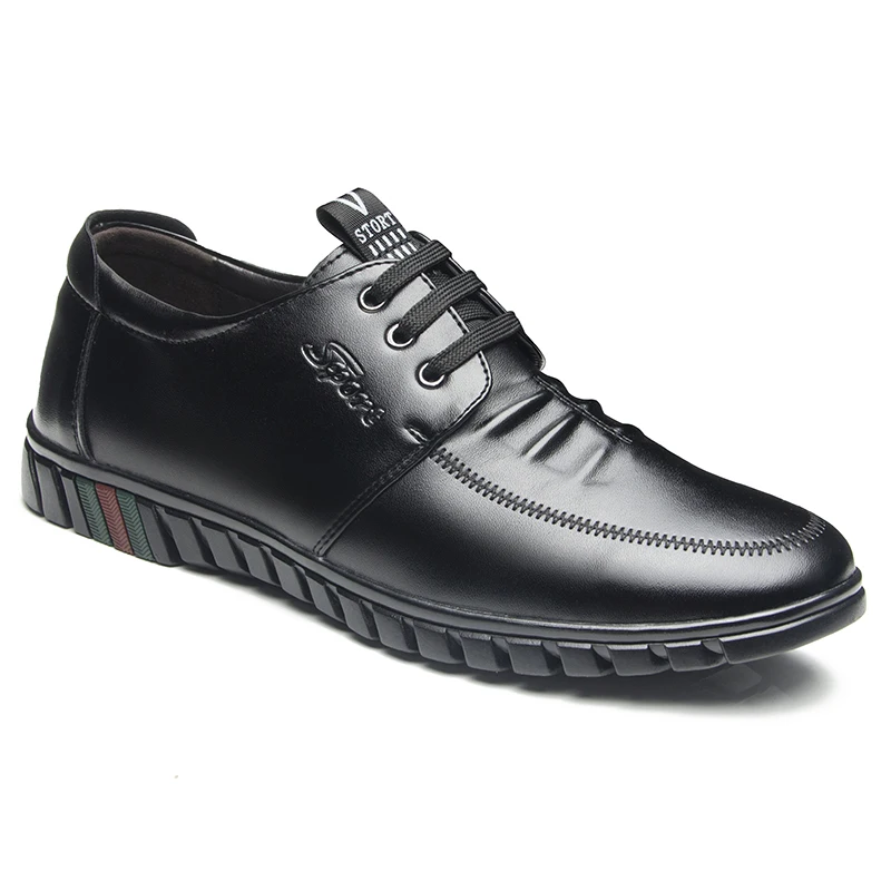 SHENGKUANG Leather Men Shoes Slip-On Casual Black Simple Style Formal Shoe | Обувь