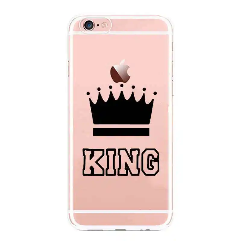Fundas Модный чехол с Королевской короной для пары черный матовый телефона iPhone XS SE 6
