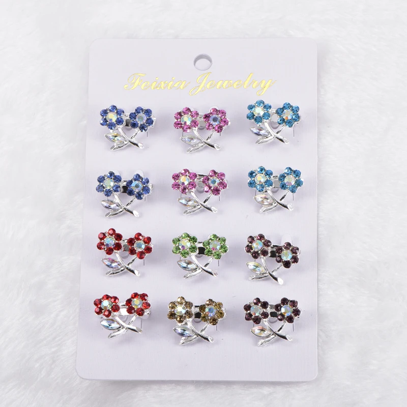 Броши в стиле хиджаба оптовая продажа 12 шт. с кристаллами виде цветов для женщин