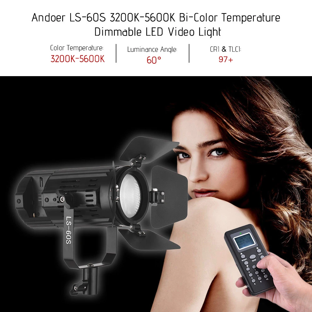 Andoer LS 60S 3200 K 5600 двухцветная диммируемая Светодиодная лампа для видеосъемки 60 Вт CRI