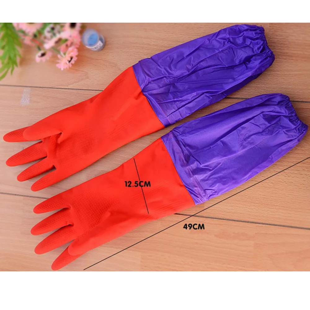 New Special 1 Pair Household Waterproof Washing Up Long Sleeve Kitchen Dishes Cleaning vegetable rub fruit skin scraping 19JUN19