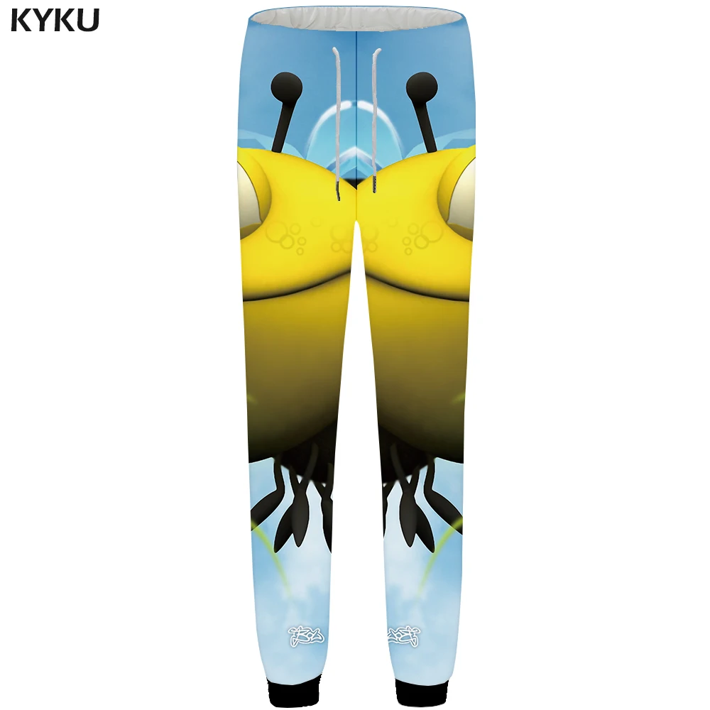 KYKU Bee спортивные штаны мужские синие с травой Jogger животный Панк 3d принт брюки