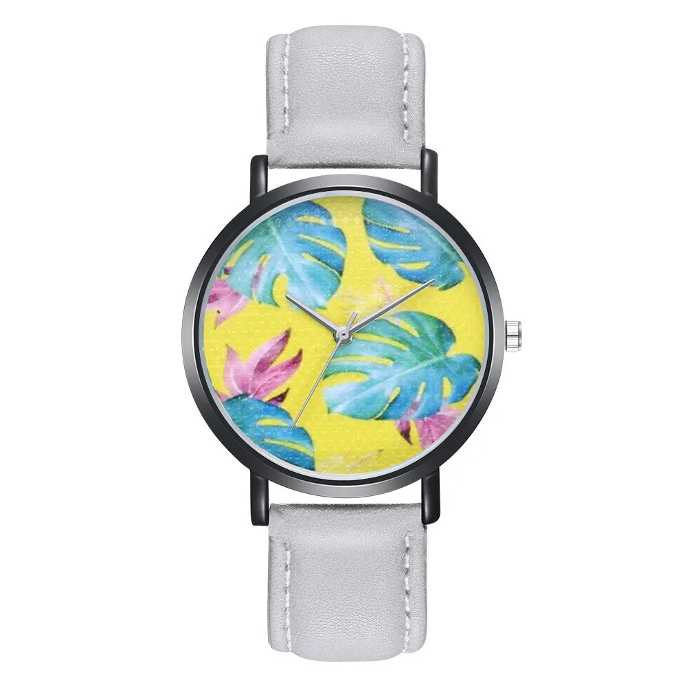 Женские часы браслет 2018 женские красивые модные с растительным узором кожаный