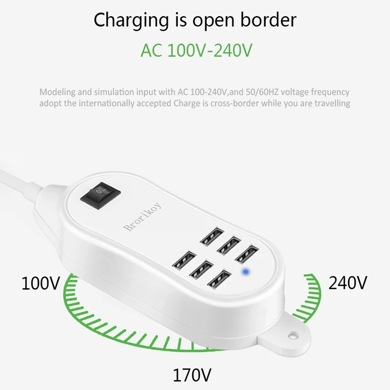 6 USB зарядное устройство док 15 Вт 3A ЕС Plug Quick Charge для iPad iPhone samsung Планшеты адаптер