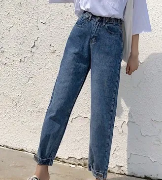 vintage blue S-XL, 3 цвета, осень, корейский стиль, высокая талия, джинсы для женщин, свободные прямые джинсы, джинсовые штаны для женщин(Z8333 - Цвет: vintage blue