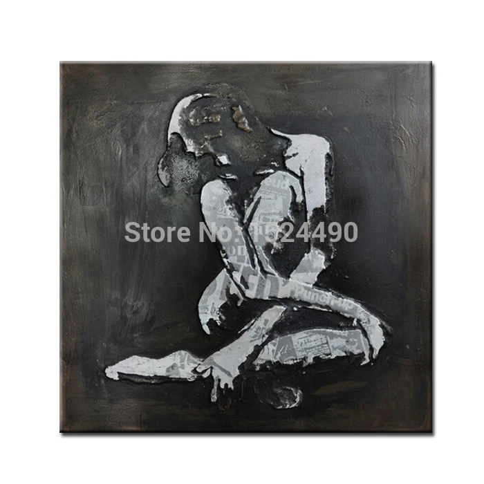 

Triste Girl Thick Textured 100% Hand Painted Modern Abstract Oil Painting On Canvas Wall Art Picture For Home Decoration
